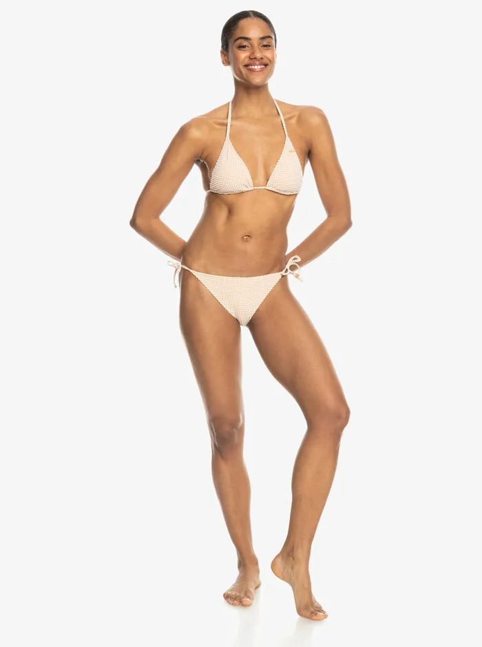 Roxy Bikinis Gingham Tiki Triangle Bikini Top Porcini 8211 Womens