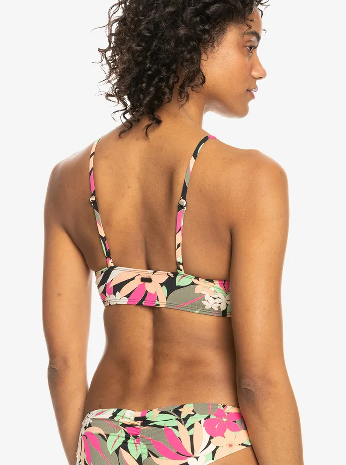Roxy Bikinis Printed Beach Classics Bra Bikini Top Anthracite Palm Song S 8211 Womens