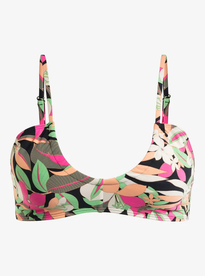 Roxy Bikinis Printed Beach Classics Bra Bikini Top Anthracite Palm Song S 8211 Womens