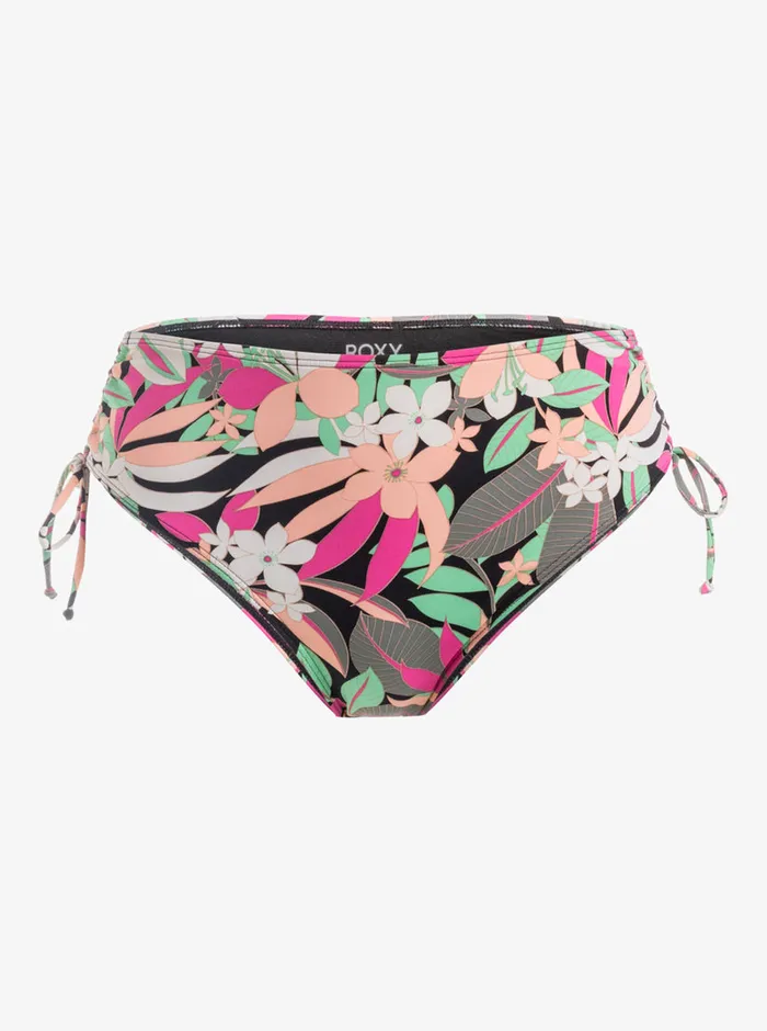 Roxy Bikinis Printed Beach Classics Moderate SideTie Bikini Bottoms Anthracite Palm Song S 8211 Womens