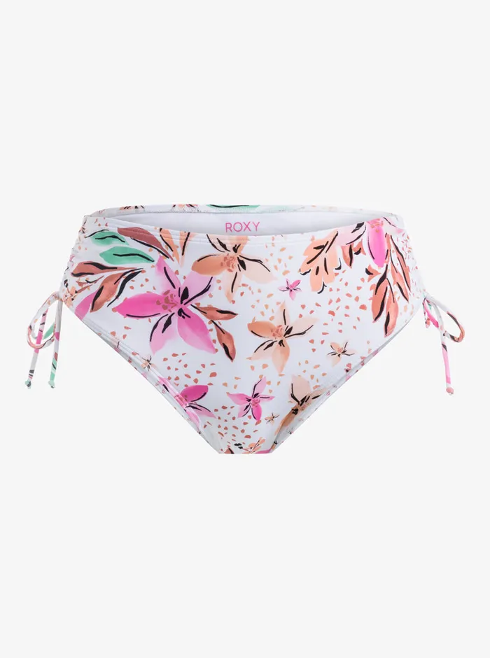 Roxy Bikinis Printed Beach Classics Moderate SideTie Bikini Bottoms White Happy Tropical Swim 8211 Womens