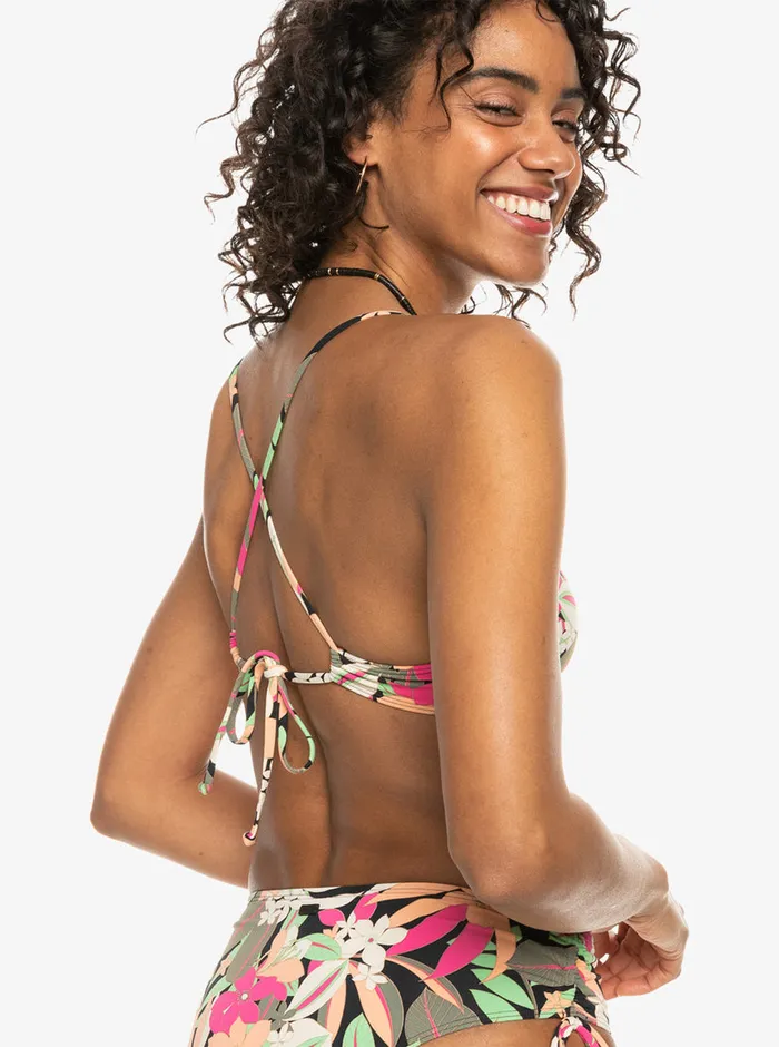 Roxy Bikinis Printed Beach Classics Strappy Bra Bikini Top Anthracite Palm Song S 8211 Womens
