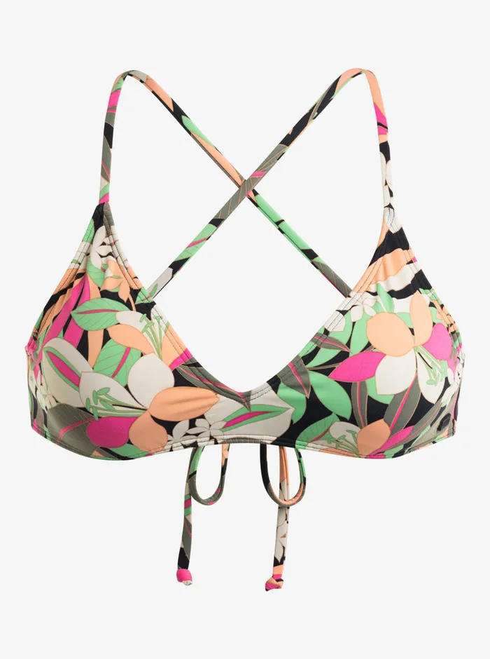 Roxy Bikinis Printed Beach Classics Strappy Bra Bikini Top Anthracite Palm Song S 8211 Womens