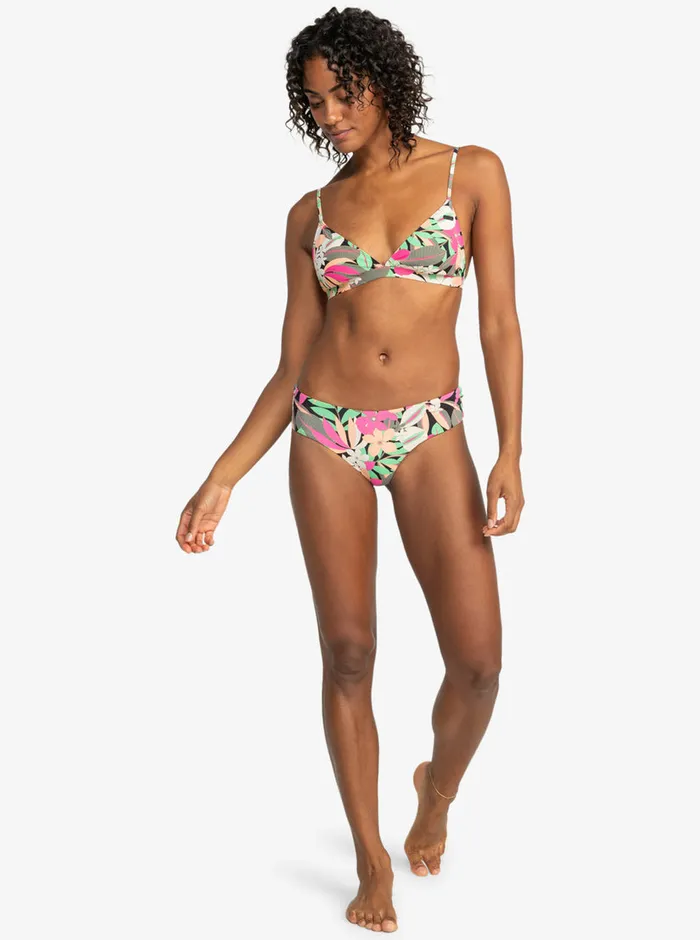 Roxy Bikinis Printed Beach Classics VShape Cheeky Bikini Bottoms Anthracite Palm Song S 8211 Womens
