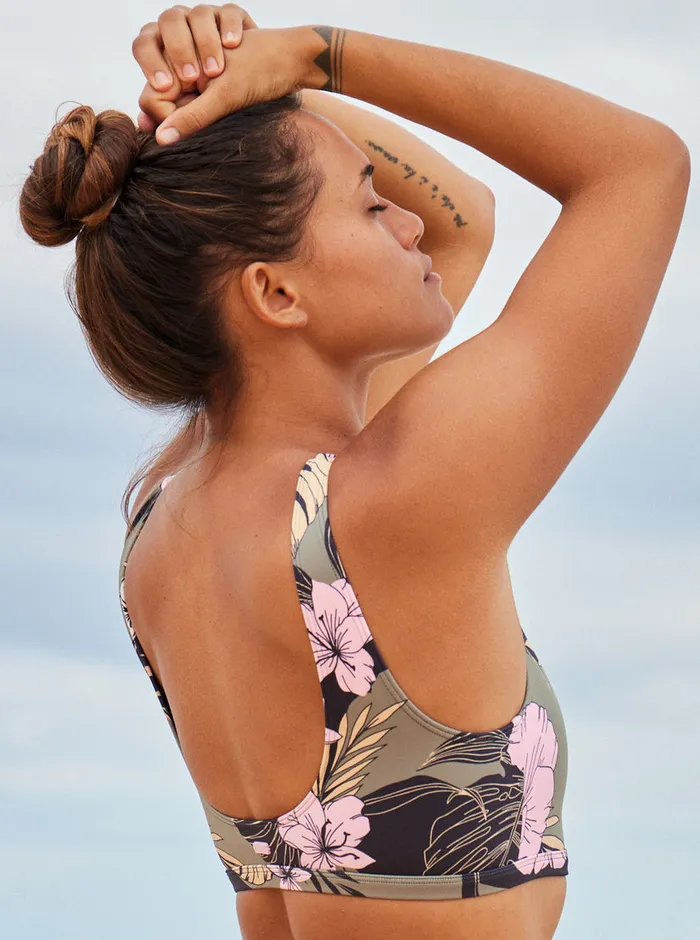 Roxy Bikinis Pro The Pop Up Crop Top Bikini Top Anthracite Classic Pro Surf 8211 Womens