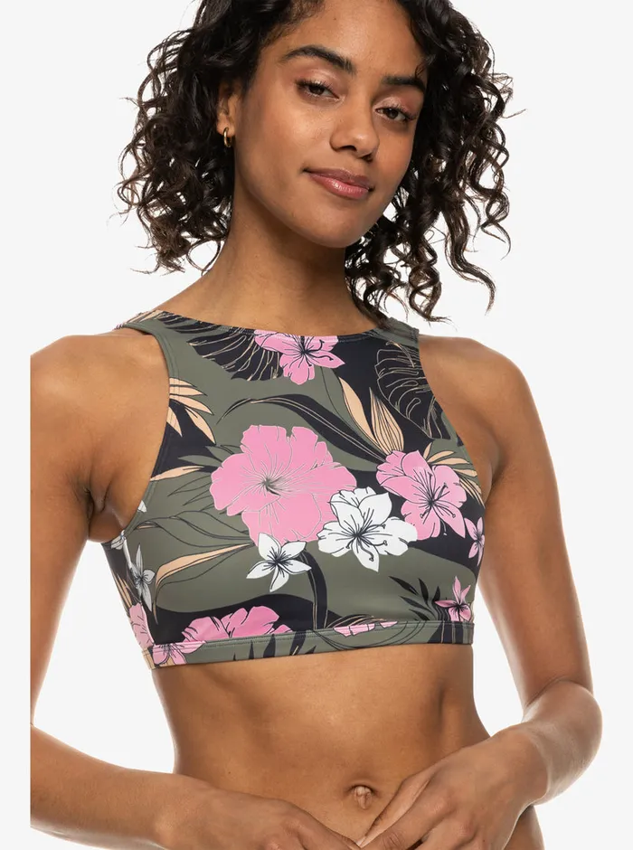 Roxy Bikinis Pro The Pop Up Crop Top Bikini Top Anthracite Classic Pro Surf 8211 Womens