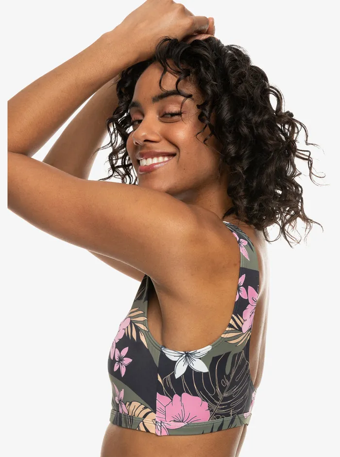 Roxy Bikinis Pro The Pop Up Crop Top Bikini Top Anthracite Classic Pro Surf 8211 Womens