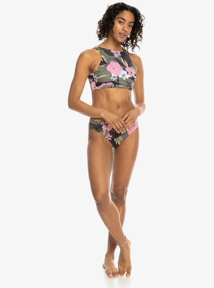 Roxy Bikinis Pro The Pop Up Crop Top Bikini Top Anthracite Classic Pro Surf 8211 Womens