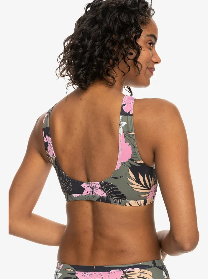 Roxy Bikinis Pro The Pop Up Crop Top Bikini Top Anthracite Classic Pro Surf 8211 Womens