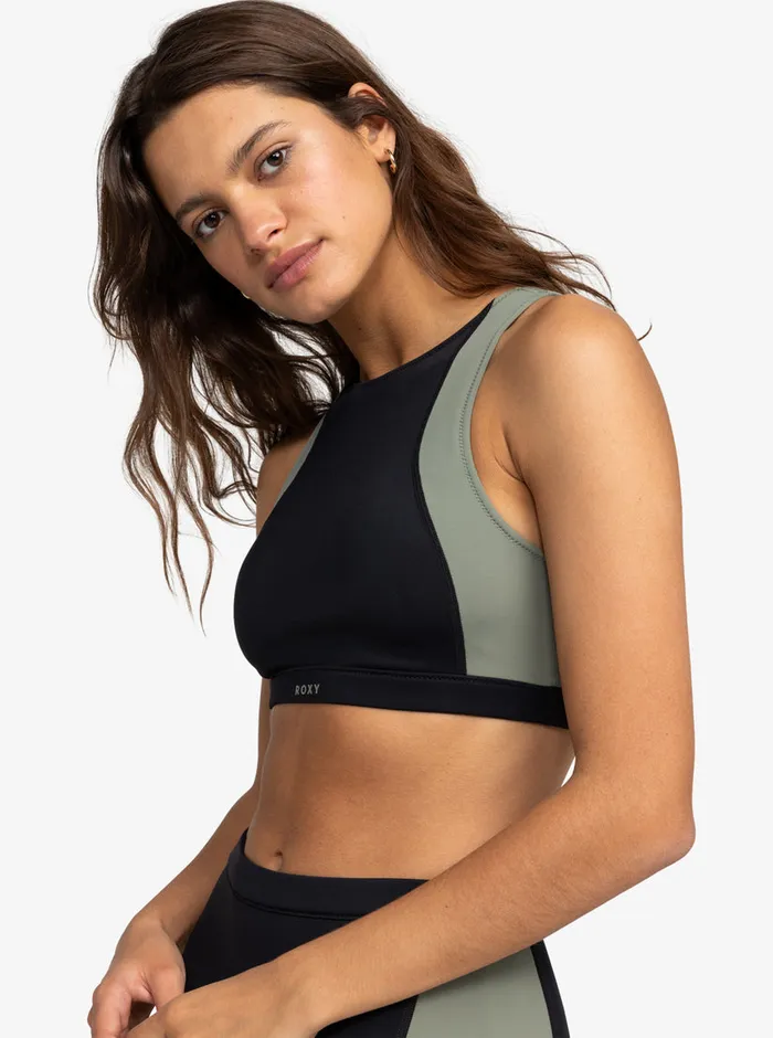 Roxy Bikinis Pro Wave Crop Top Bikini Top Anthracite 8211 Womens