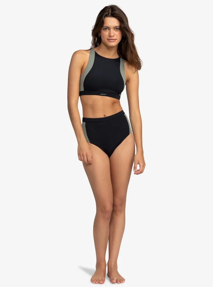 Roxy Bikinis Pro Wave Crop Top Bikini Top Anthracite 8211 Womens
