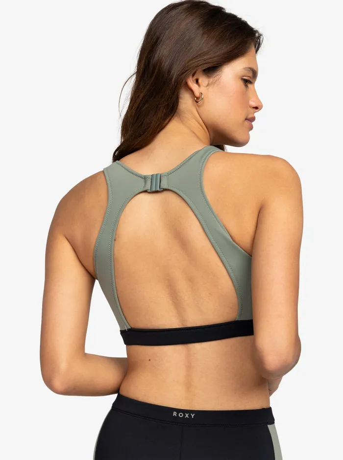 Roxy Bikinis Pro Wave Crop Top Bikini Top Anthracite 8211 Womens