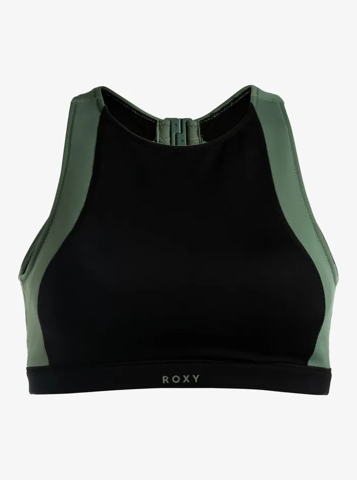 Roxy Bikinis Pro Wave Crop Top Bikini Top Anthracite 8211 Womens