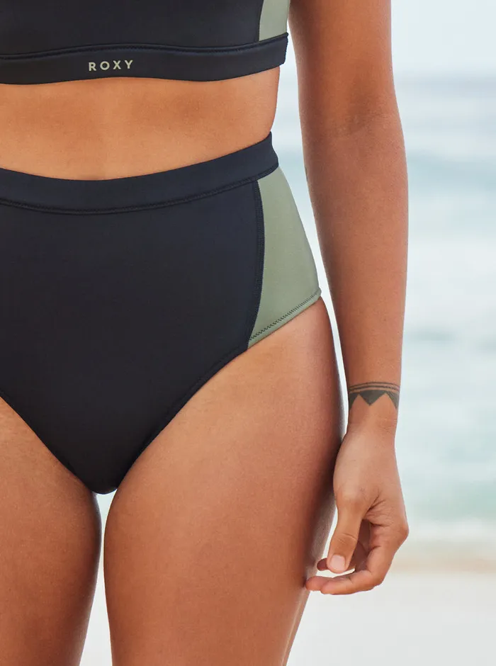 Roxy Bikinis Pro Wave High Waist Bikini Bottoms Anthracite 8211 Womens
