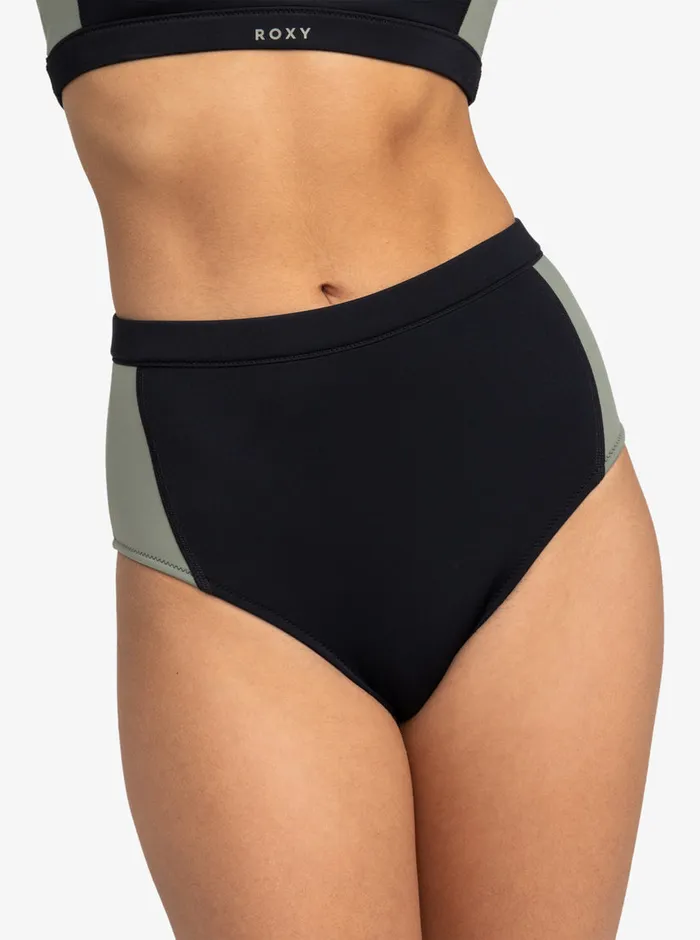 Roxy Bikinis Pro Wave High Waist Bikini Bottoms Anthracite 8211 Womens