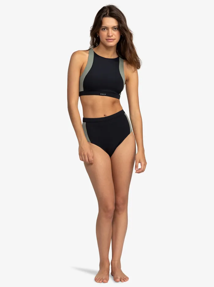 Roxy Bikinis Pro Wave High Waist Bikini Bottoms Anthracite 8211 Womens