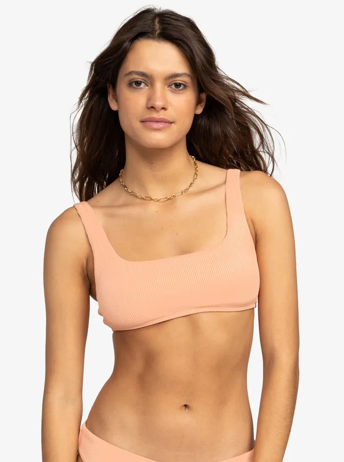 Roxy Bikinis Rib Love The Glassy Bikini Top Salmon 8211 Womens