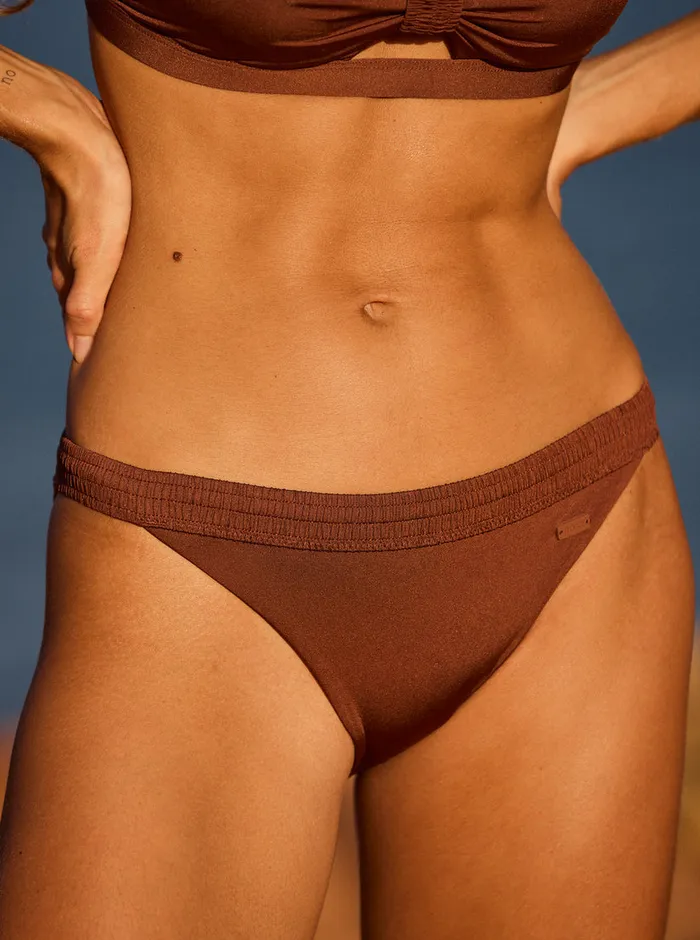 Roxy Bikinis Silky Island Banded Bikini Bottoms Root Beer 8211 Womens