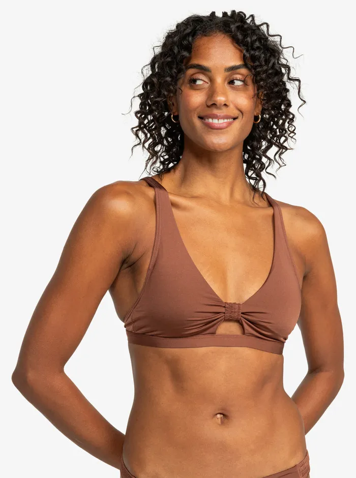 Roxy Bikinis Silky Island Elongated Bra Bikini Top Root Beer 8211 Womens