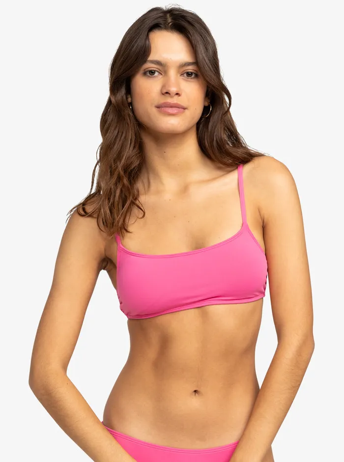 Roxy Bikinis Solid Beach Classics Bralette Bikini Top Shocking Pink 8211 Womens