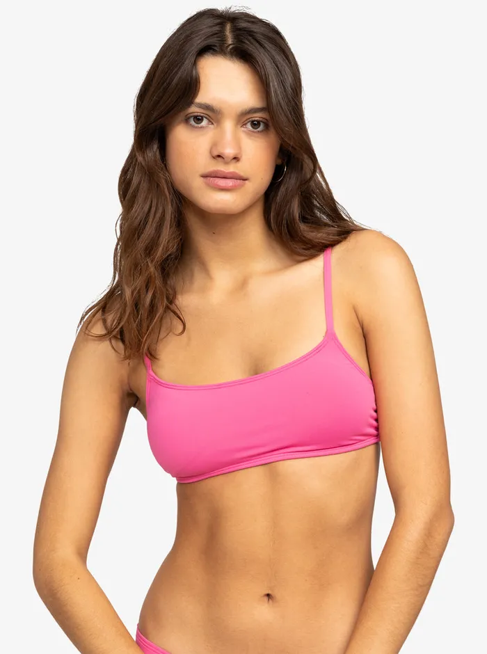 Roxy Bikinis Solid Beach Classics Bralette Bikini Top Shocking Pink 8211 Womens