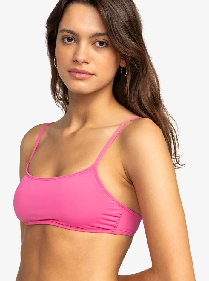 Roxy Bikinis Solid Beach Classics Bralette Bikini Top Shocking Pink 8211 Womens