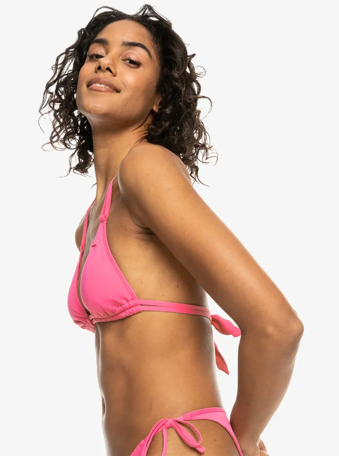 Roxy Bikinis Solid Beach Classics Mini Tikitri Bikini Top Shocking Pink 8211 Womens