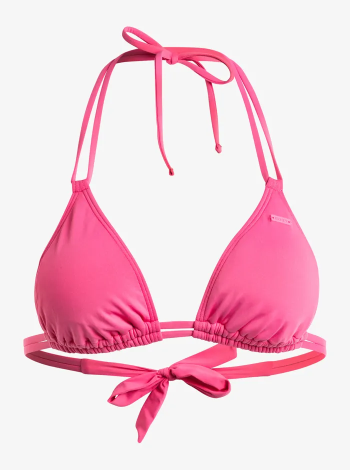 Roxy Bikinis Solid Beach Classics Mini Tikitri Bikini Top Shocking Pink 8211 Womens