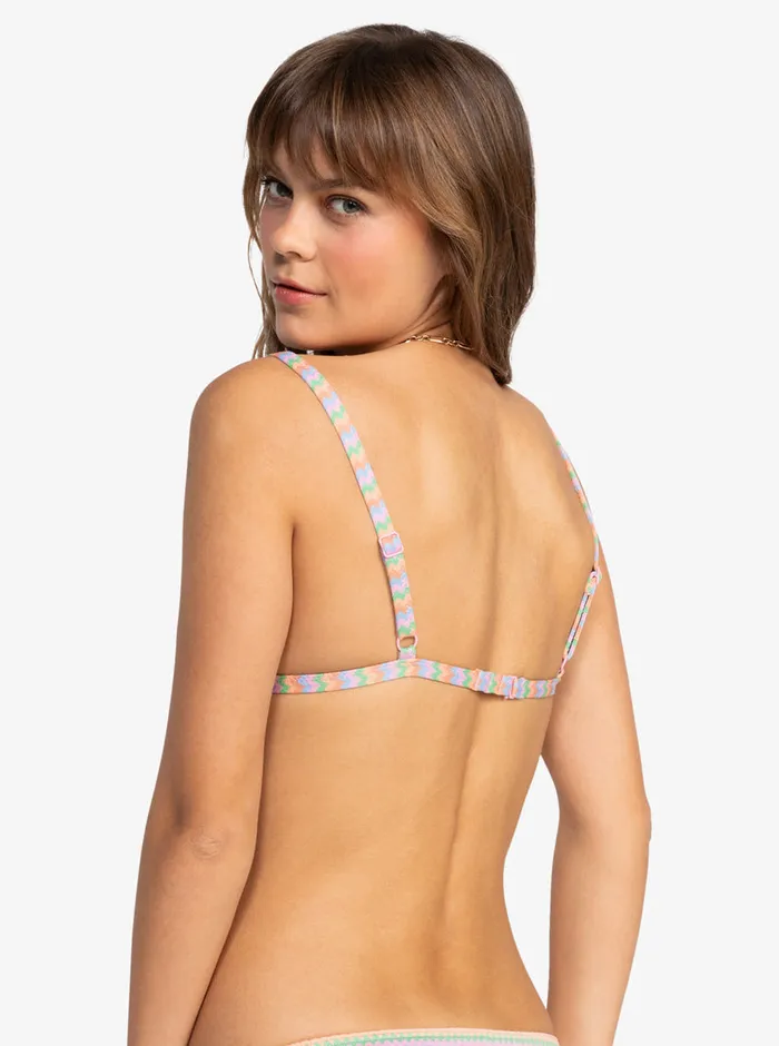 Roxy Bikinis Wavy Stripe Bralette Bikini Top Papaya Wavy Stripe S 8211 Womens