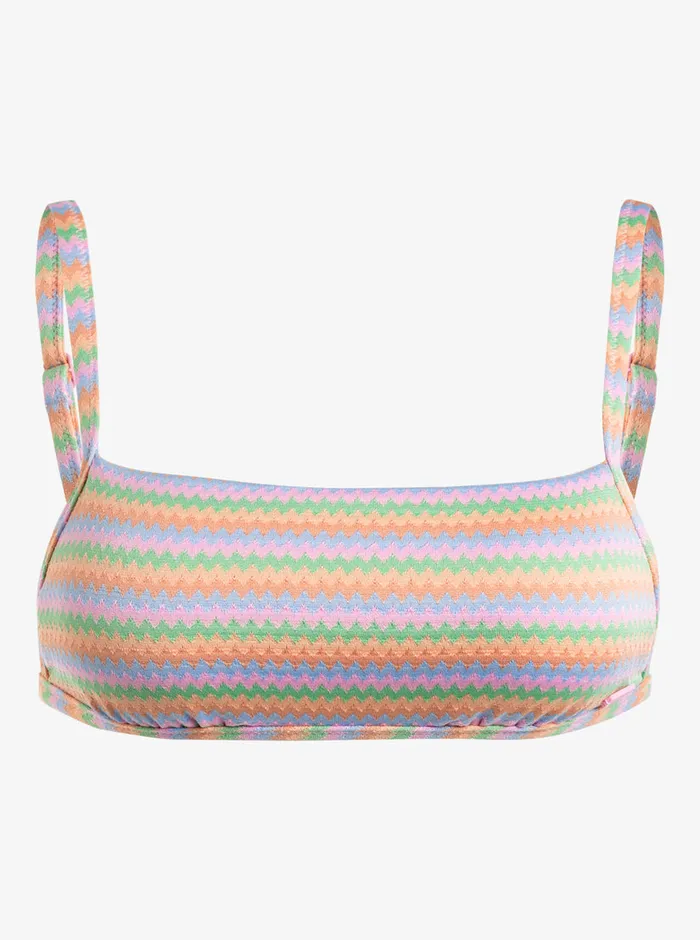 Roxy Bikinis Wavy Stripe Bralette Bikini Top Papaya Wavy Stripe S 8211 Womens