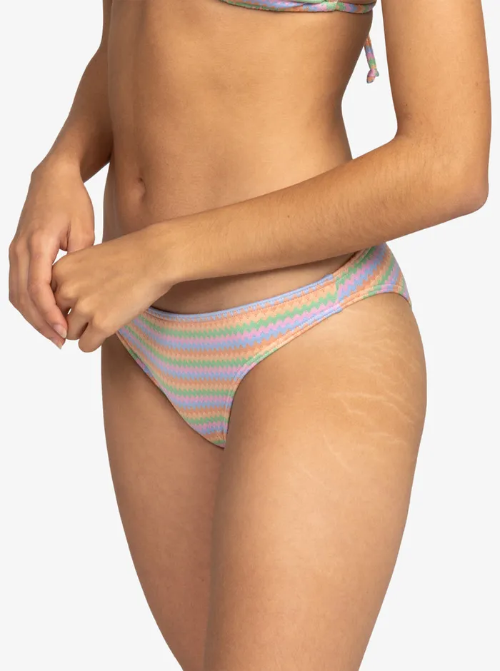 Roxy Bikinis Wavy Stripe Moderate Bikini Bottoms Papaya Wavy Stripe S 8211 Womens