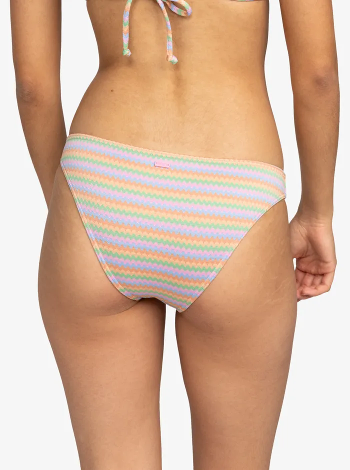 Roxy Bikinis Wavy Stripe Moderate Bikini Bottoms Papaya Wavy Stripe S 8211 Womens