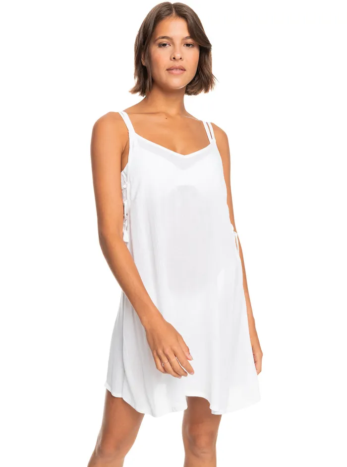 Roxy Dresses Beachy Vibes Solid Beach CoverUp Dress Bright White 8211 Womens