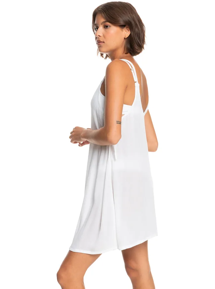 Roxy Dresses Beachy Vibes Solid Beach CoverUp Dress Bright White 8211 Womens