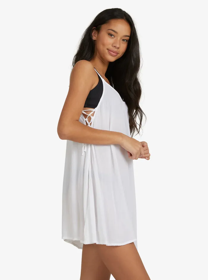 Roxy Dresses Beachy Vibes Solid Beach CoverUp Dress Bright White 8211 Womens