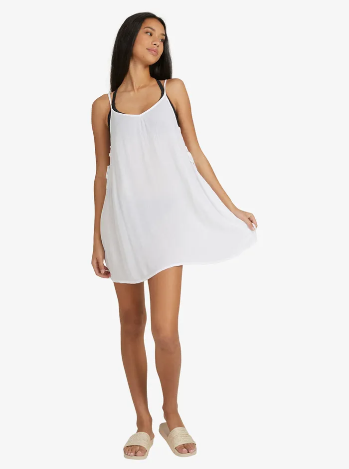 Roxy Dresses Beachy Vibes Solid Beach CoverUp Dress Bright White 8211 Womens