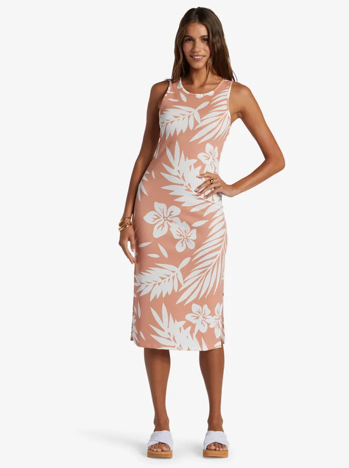 Roxy Dresses Good Keepsake Midi Dress Cafe Creme Palmeria 8211 Womens