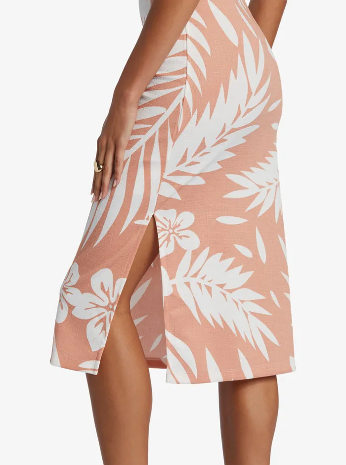 Roxy Dresses Good Keepsake Midi Dress Cafe Creme Palmeria 8211 Womens