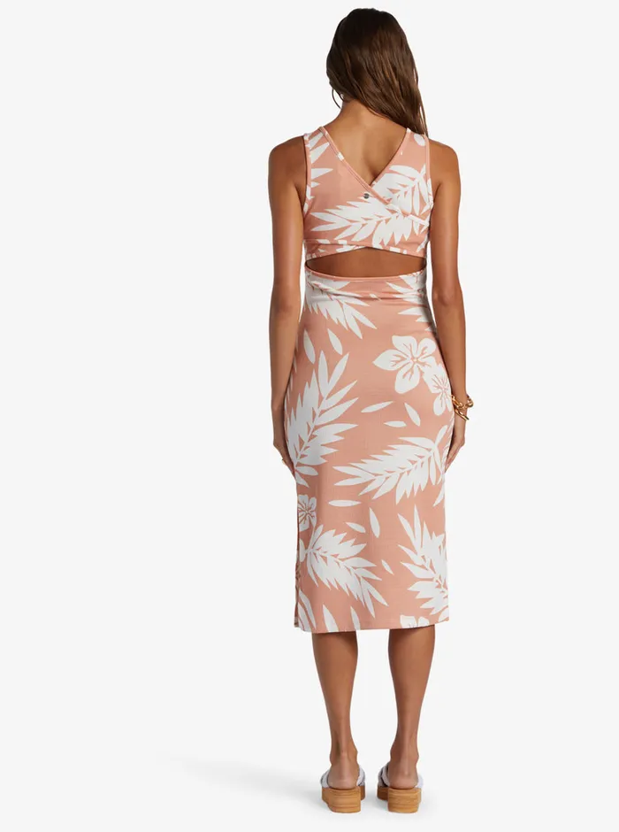 Roxy Dresses Good Keepsake Midi Dress Cafe Creme Palmeria 8211 Womens