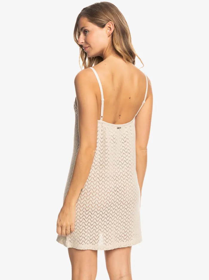Roxy Dresses Love On The Weekend Beach CoverUp Crochet Dress Tapioca 8211 Womens