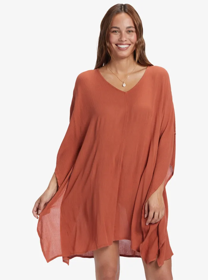 Roxy Dresses Moon Blessing Poncho Baked Clay 8211 Womens