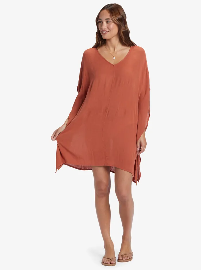 Roxy Dresses Moon Blessing Poncho Baked Clay 8211 Womens