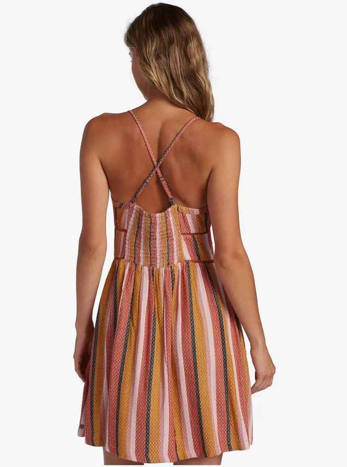 Roxy Dresses New Silver Light Strappy Dress Auburn Multi Stripe 8211 Womens