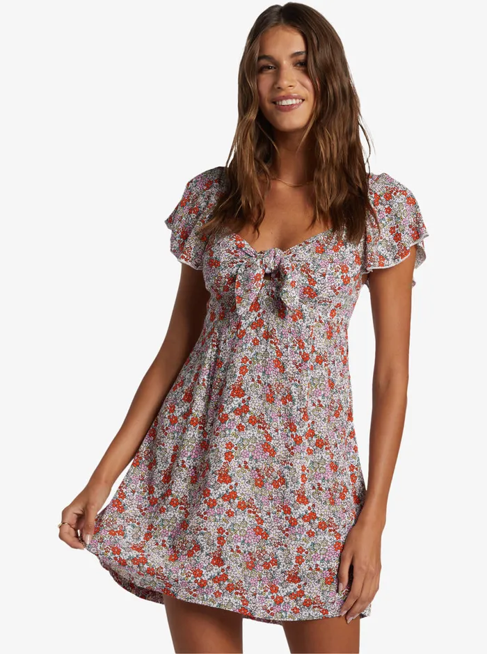 Roxy Dresses Oceanview Mini Dress Tiger Lily Autumn Ditsy 8211 Womens