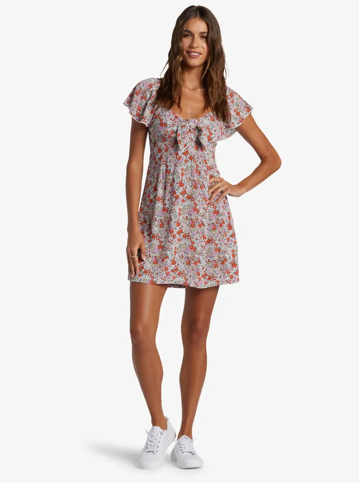 Roxy Dresses Oceanview Mini Dress Tiger Lily Autumn Ditsy 8211 Womens