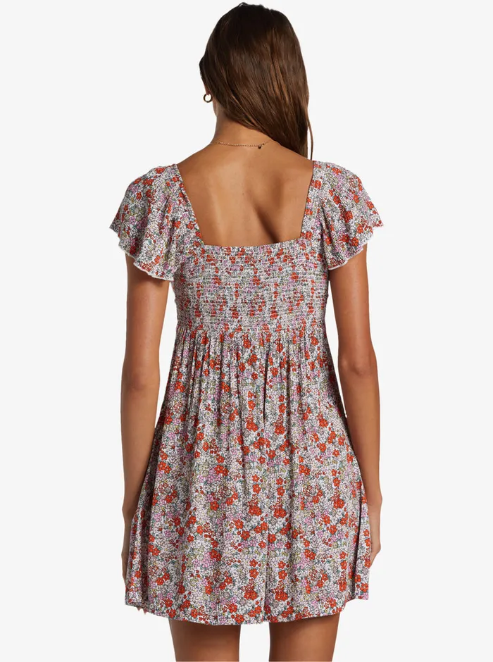 Roxy Dresses Oceanview Mini Dress Tiger Lily Autumn Ditsy 8211 Womens