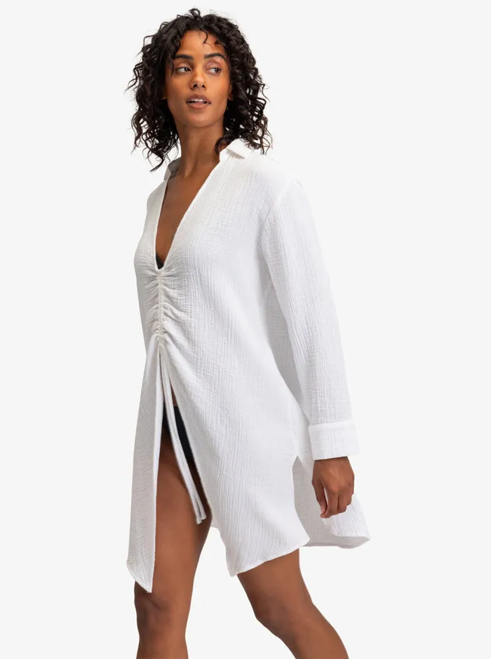 Roxy Dresses Summer Limonade Shirt Dress Bright White 8211 Womens