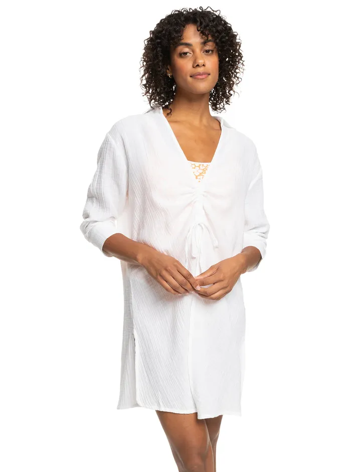 Roxy Dresses Sun And Limonade Beach CoverUp Dress Bright White 8211 Womens