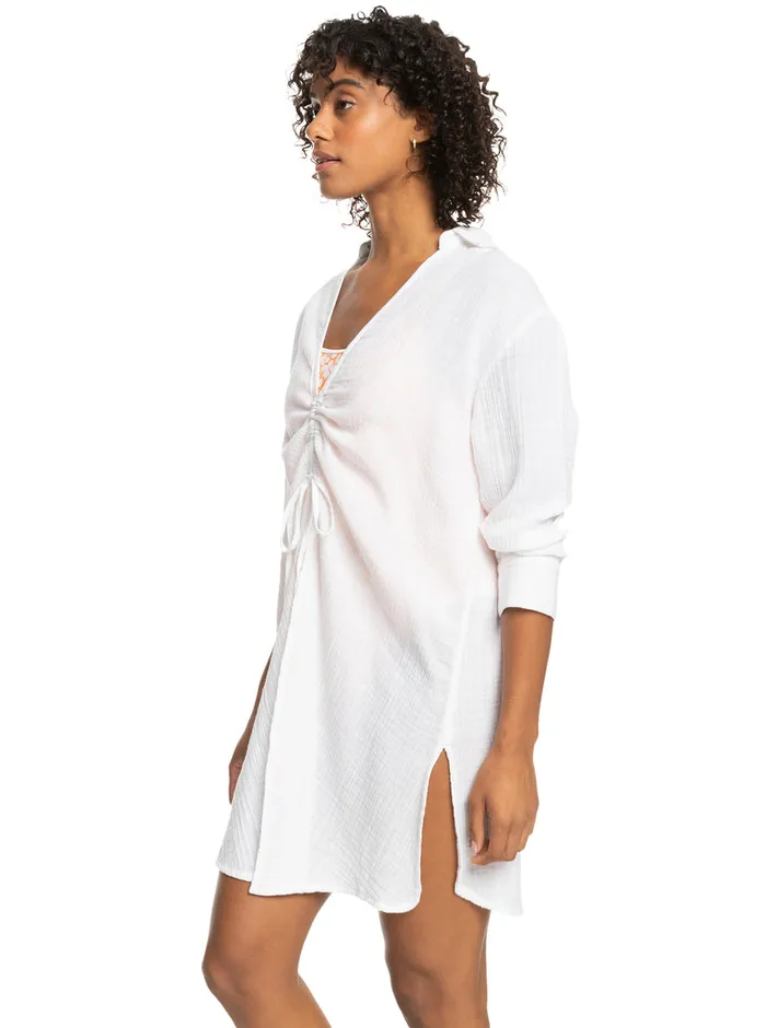 Roxy Dresses Sun And Limonade Beach CoverUp Dress Bright White 8211 Womens