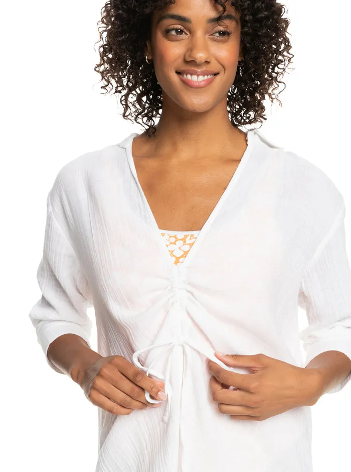 Roxy Dresses Sun And Limonade Beach CoverUp Dress Bright White 8211 Womens